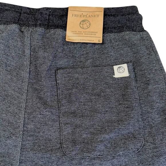 Free Planet Terry Knit Lounge Sweat Shorts Elastic Drawstring Size S Marled Gray - Picture 6 of 12